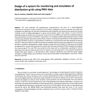Design of a system for monitoring and simulation of distribution grids using PMU data cover